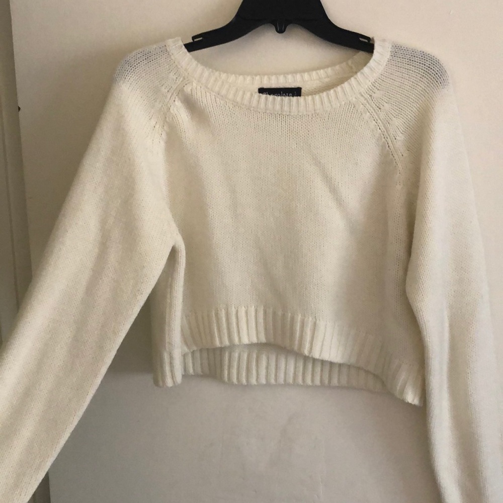 Cropped white sweater